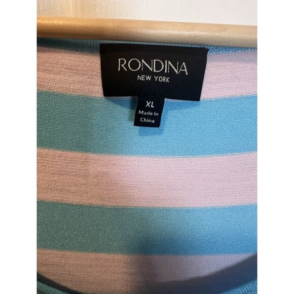 Rondina Knit Tank Top XL Blue Gray Stripes Sleeveless Stretch Style# 603266 NWT - Picture 4 of 8